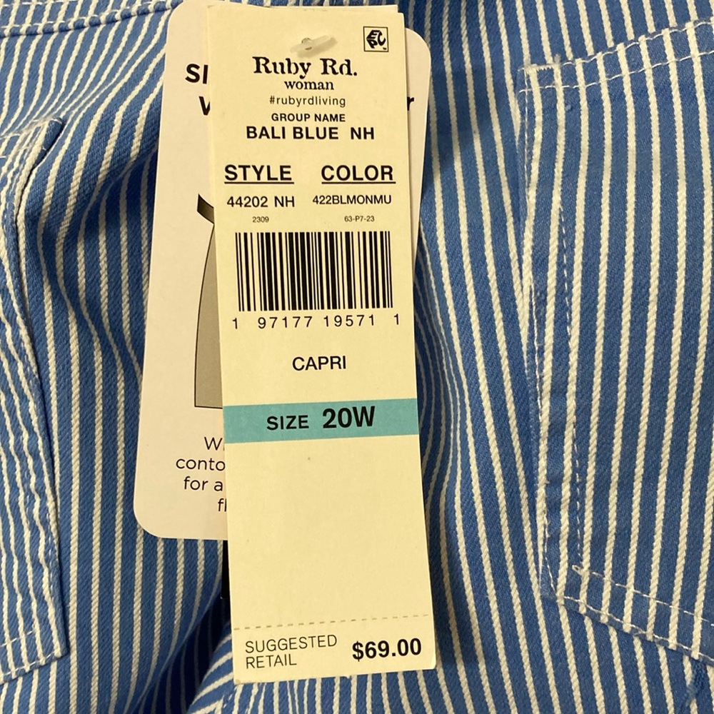 Ruby Rd. Blue and White Striped Pants - Picture 3 of 11